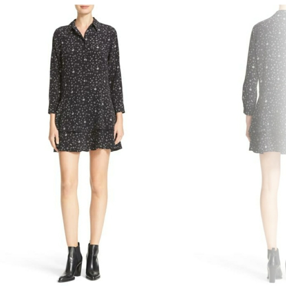 Equipment Natalia Silk Ruffle Hem Shirt Dress